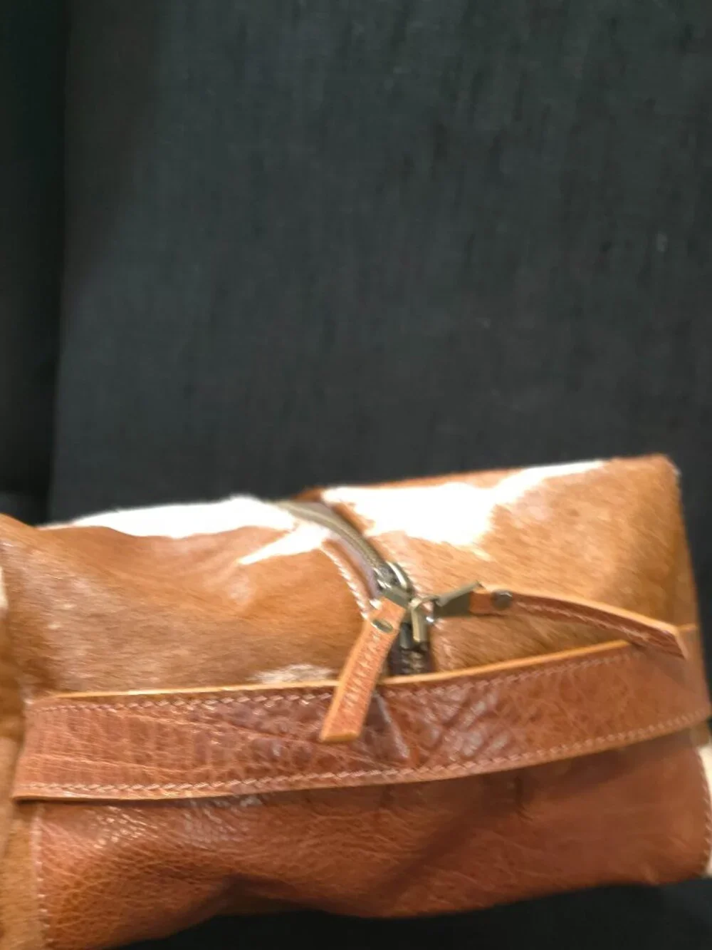 F.H. Wadsworth Men's Brindle Cowhair on Hide and Leather Shoe Bag